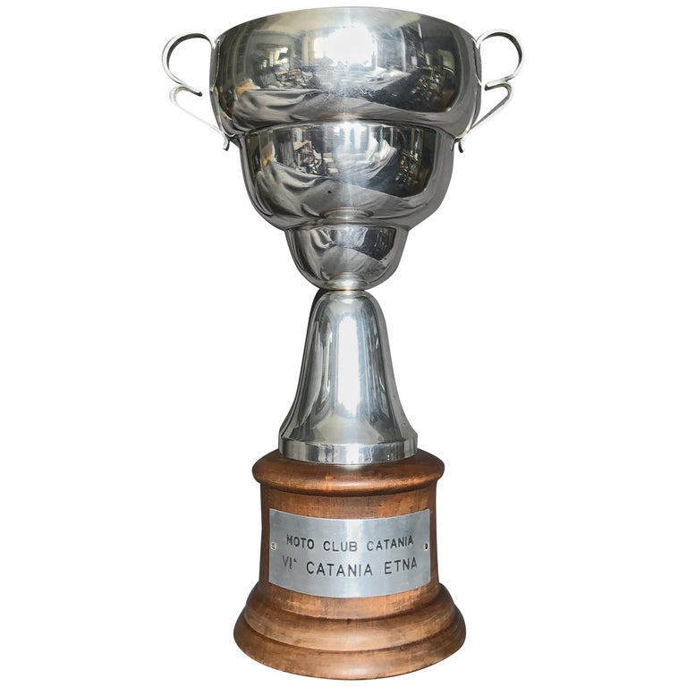 Vintage Italian Sterling Silver Racing Trophy For Sale at 1stdibs