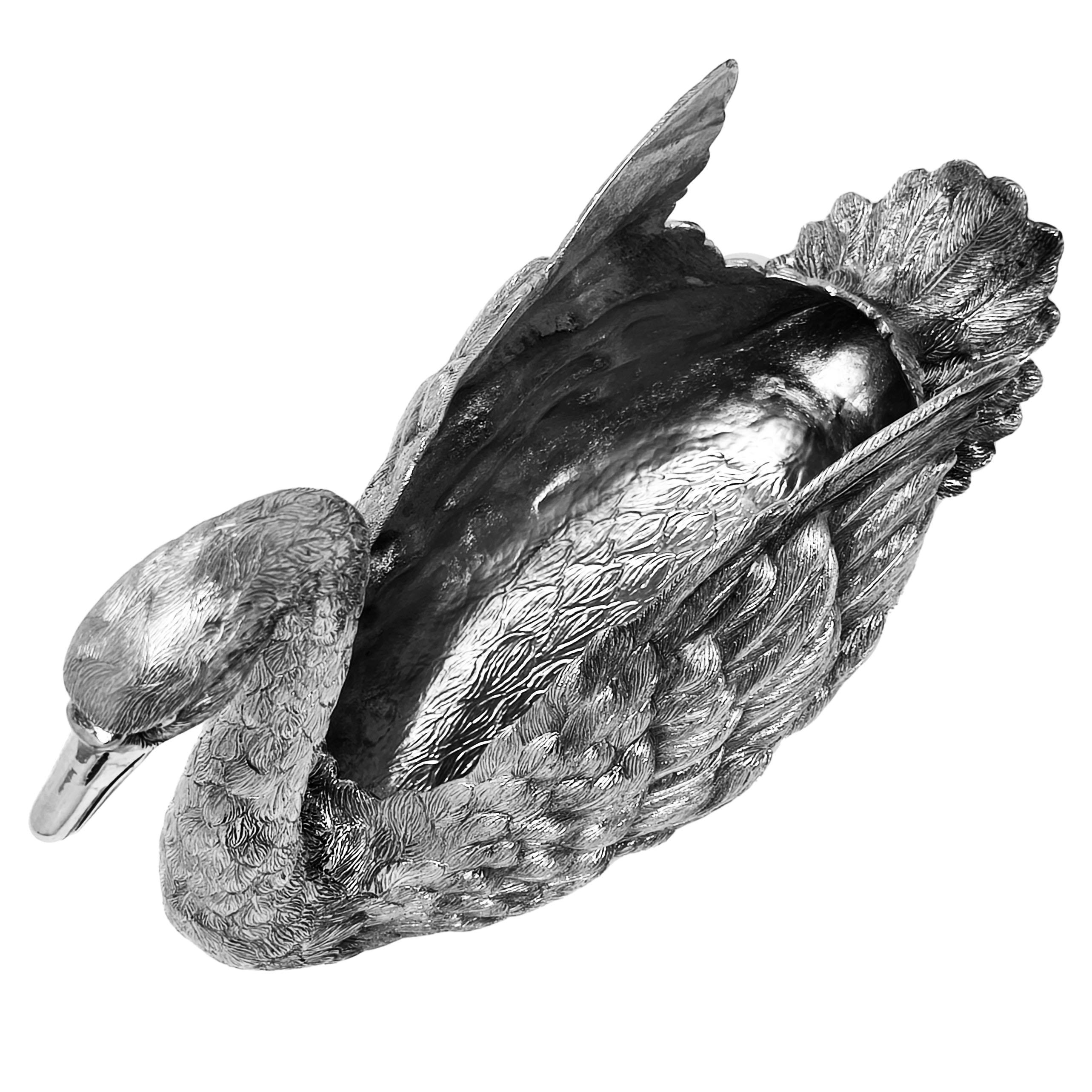 Vintage Italian Sterling Silver Swan Centrepiece Bowl Jardiniere c. 1920 For Sale 1