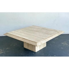 Vintage Italian Stone International Travertine Pedestal Coffee Table