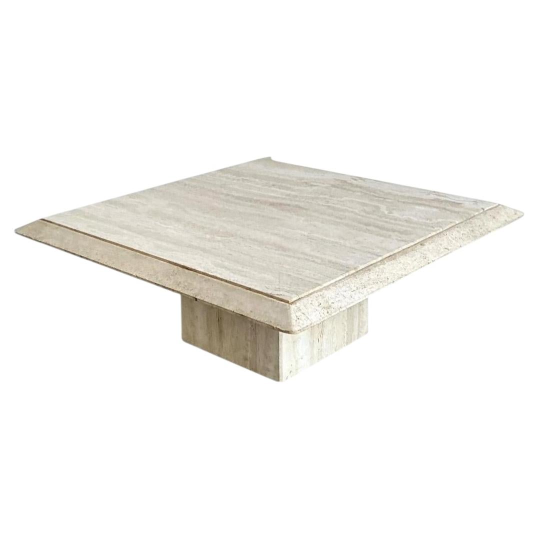 Vintage Italian Stone International Travertine Pedestal Coffee Table