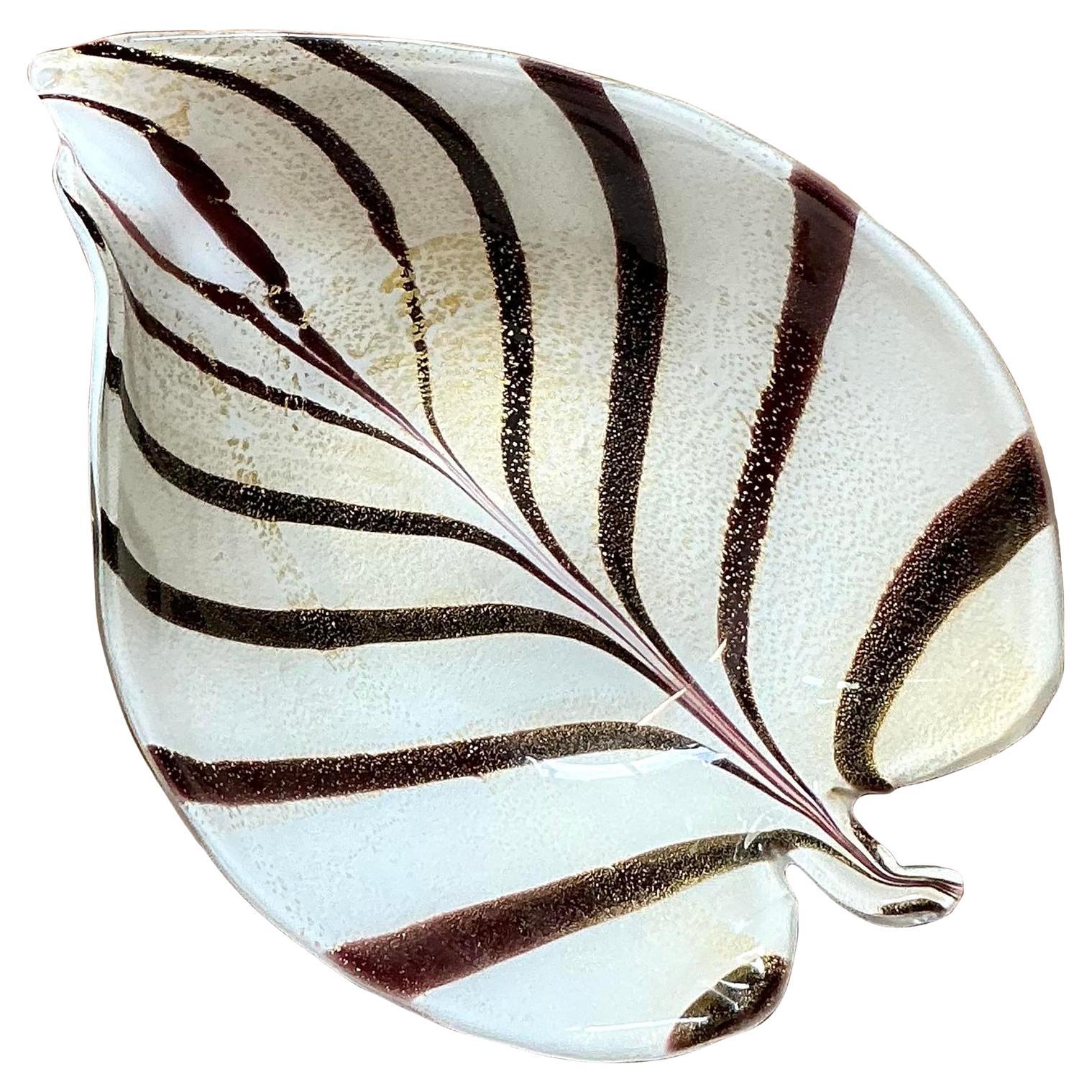 Vintage Italian Striped Glass Bowl After Murano