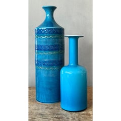 Vintage Italian Striped Glazed Ceramic Vase