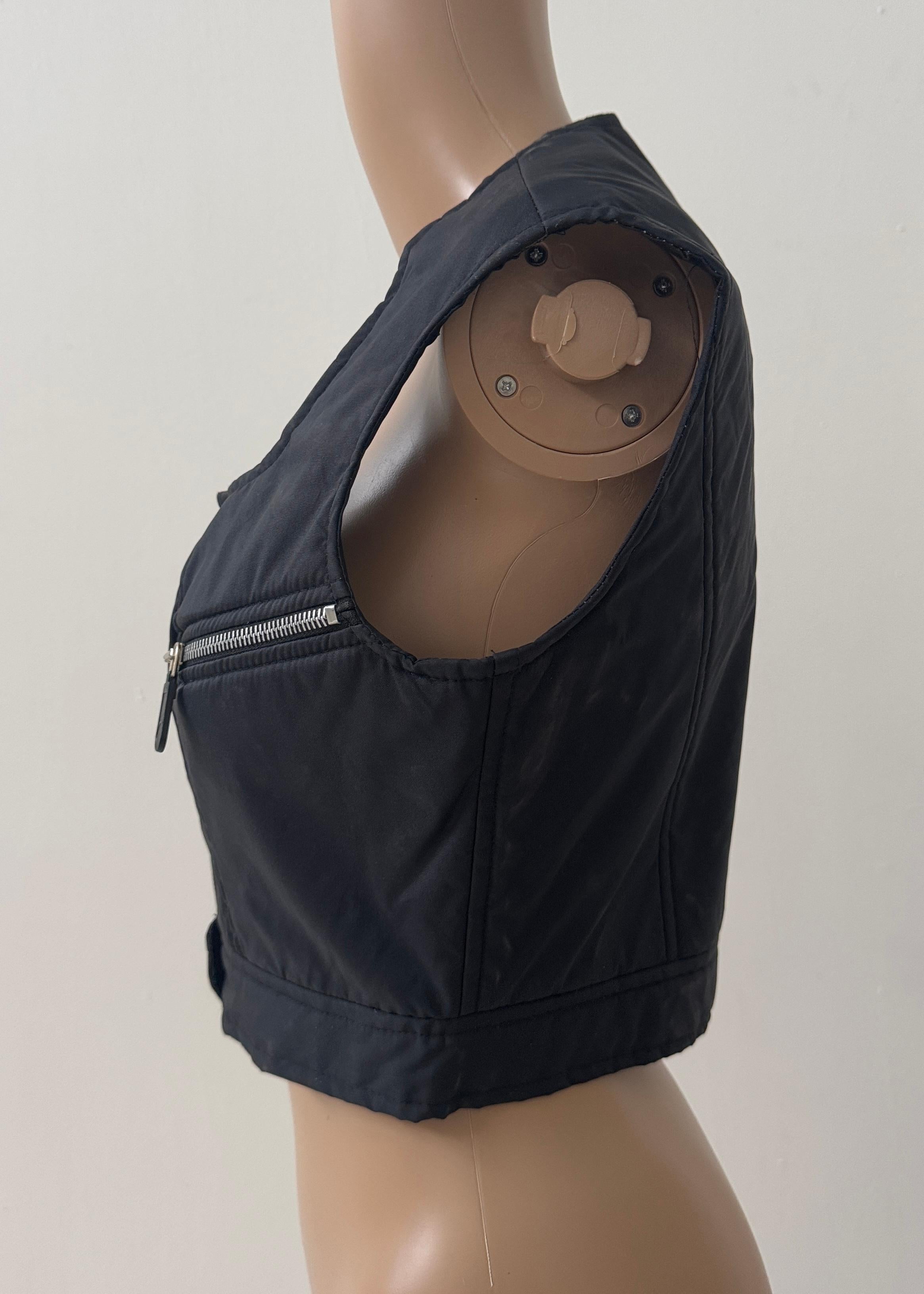 Vintage Italian Structured Biker-Inspired Crop Top Bon état - En vente à Milano, IT
