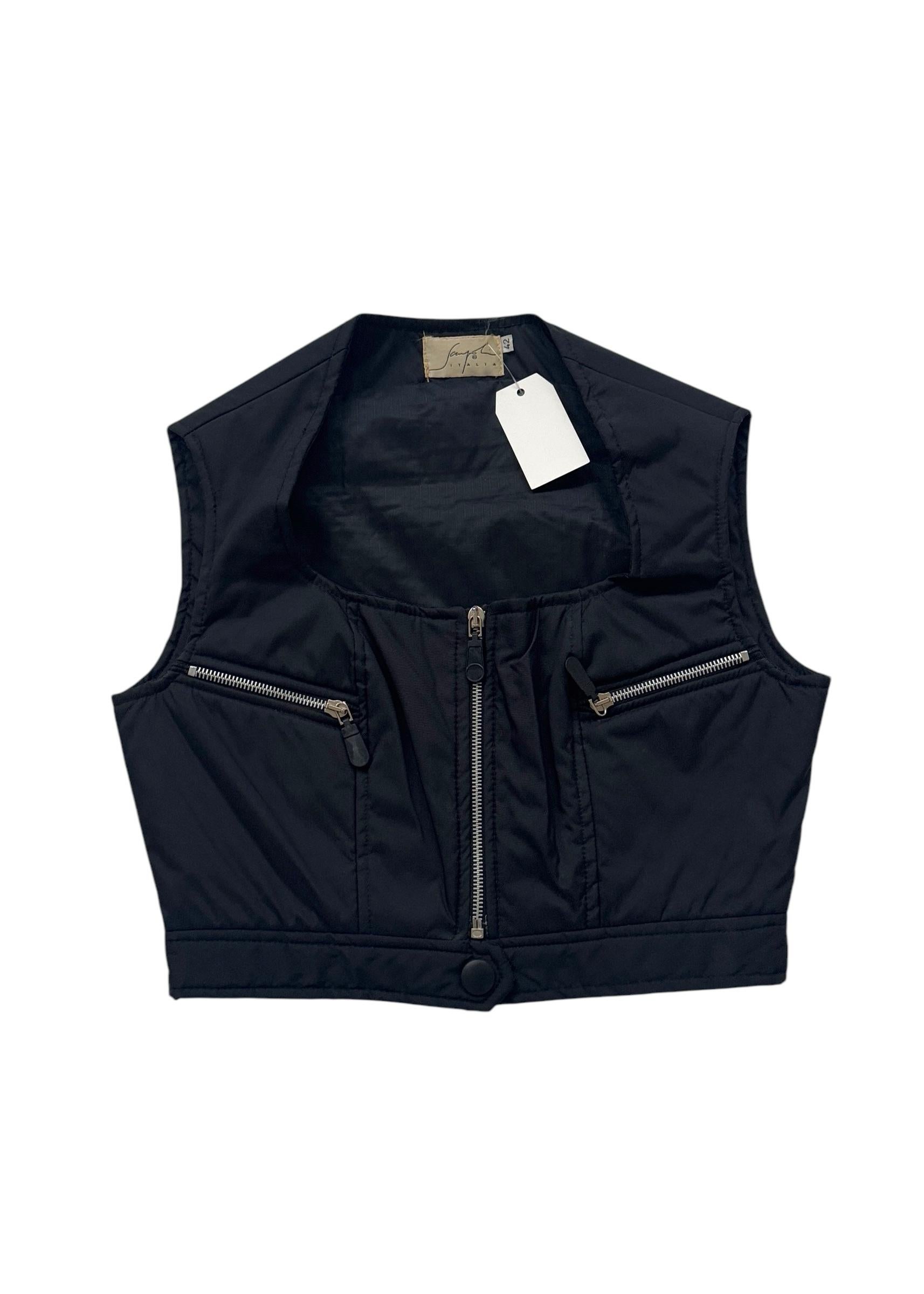 Vintage Italian Structured Biker-Inspired Crop Top Unisexe en vente