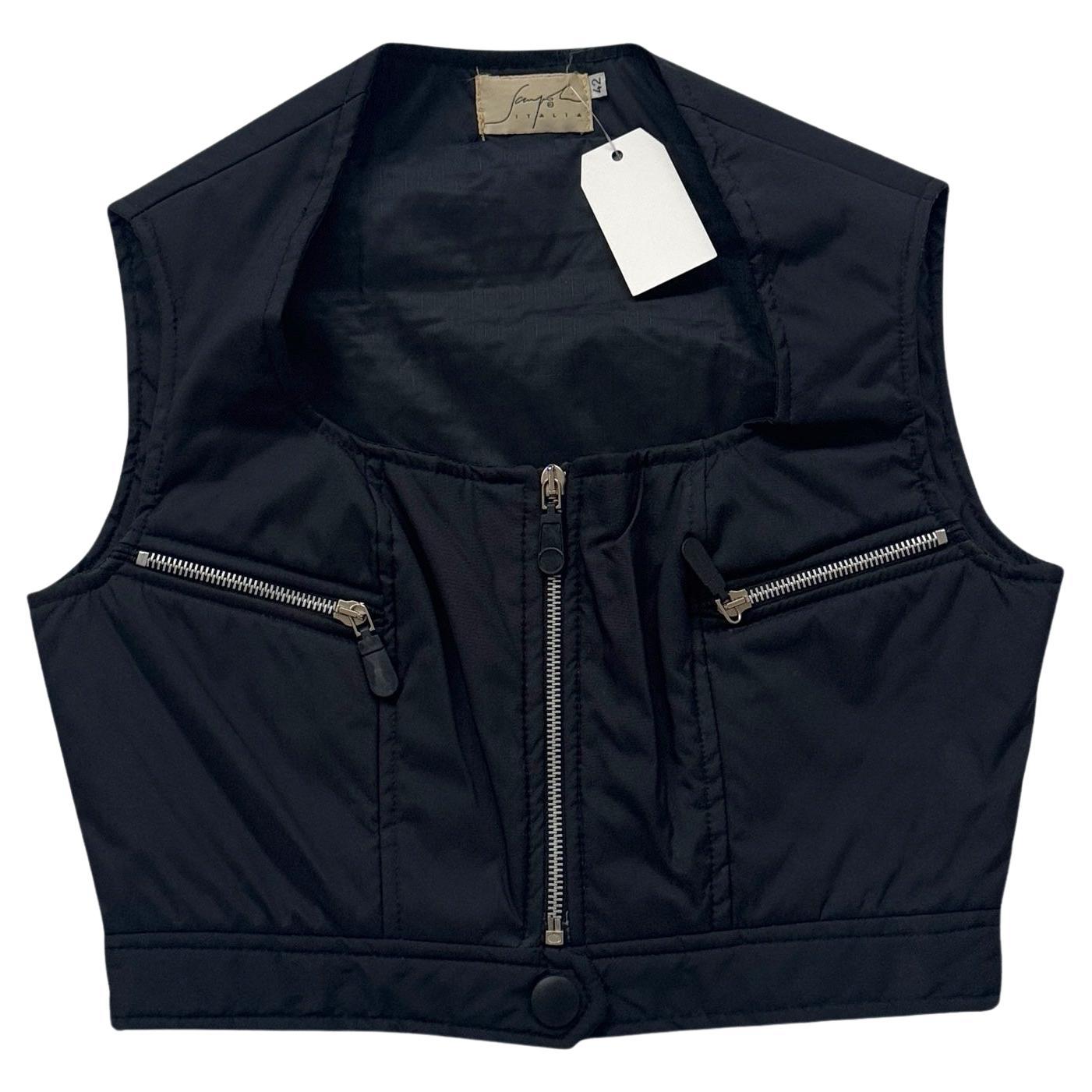 Vintage Italian Structured Biker-Inspired Crop Top en vente