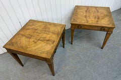 Vintage  Italian Style Baker Burled Wood Side Tables - Set of 2
