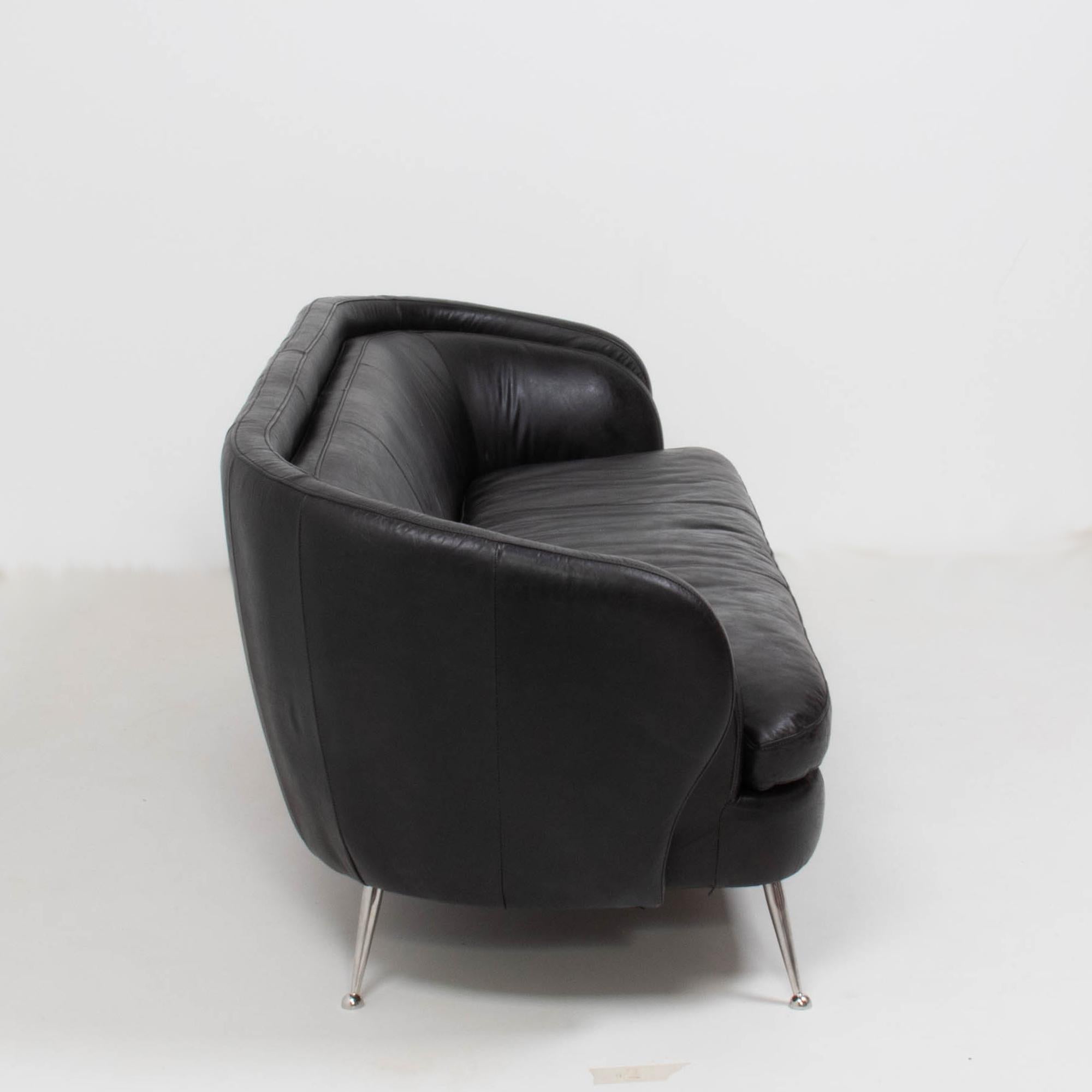 Unknown Vintage Italian Style Black Leather Sofa, 1960s