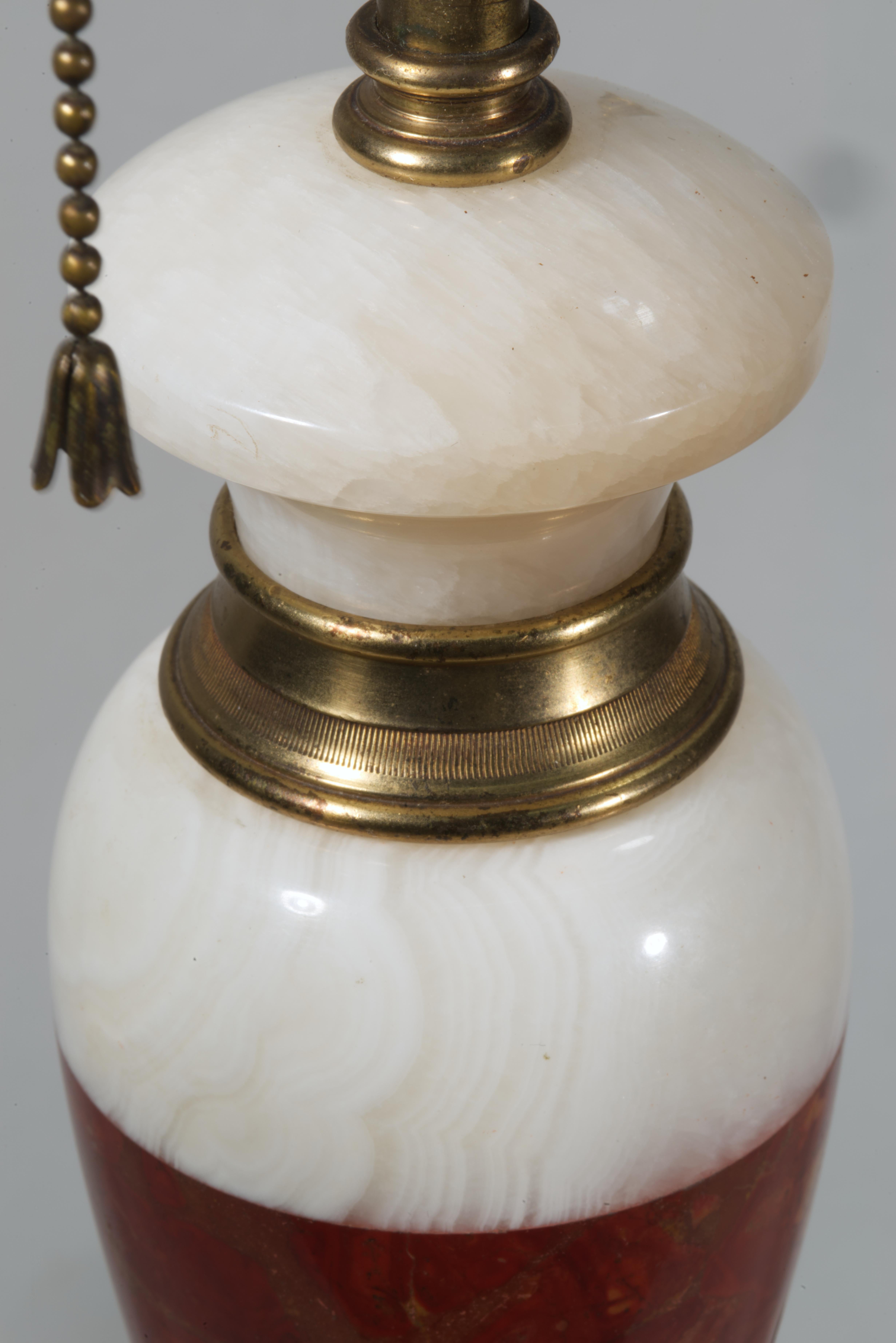 Vintage Italian Style Carved Marble Alabaster & Bronze Urn Table Lamp For Sale 4