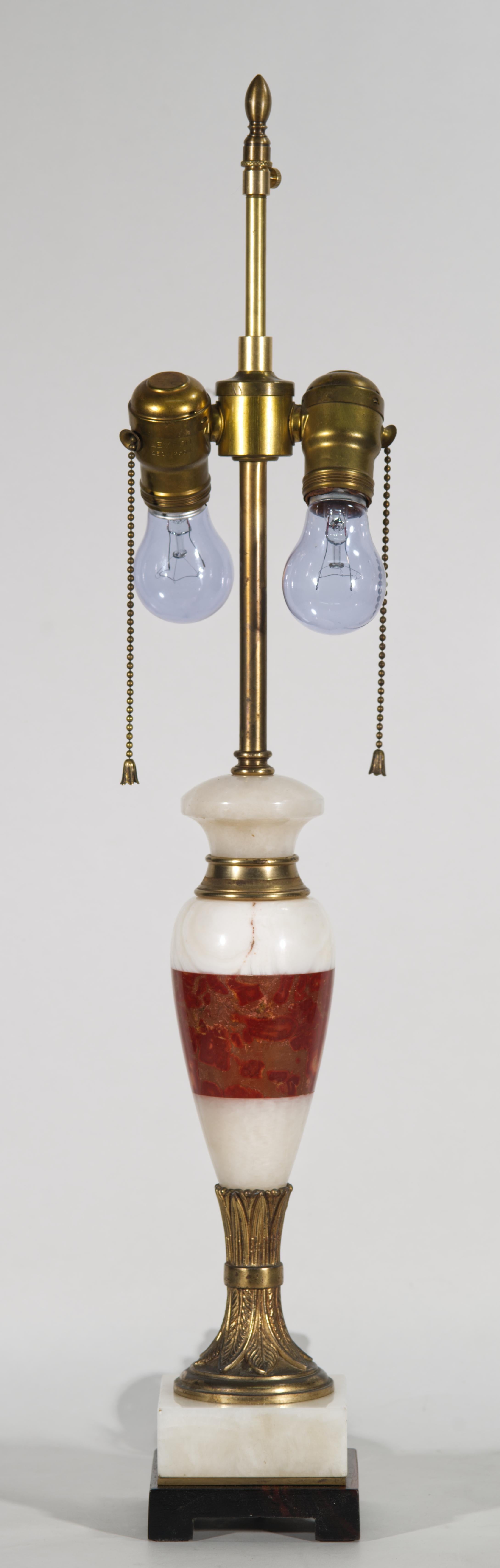 Vintage Italian Style Carved Marble Alabaster & Bronze Urn Table Lamp For Sale 6