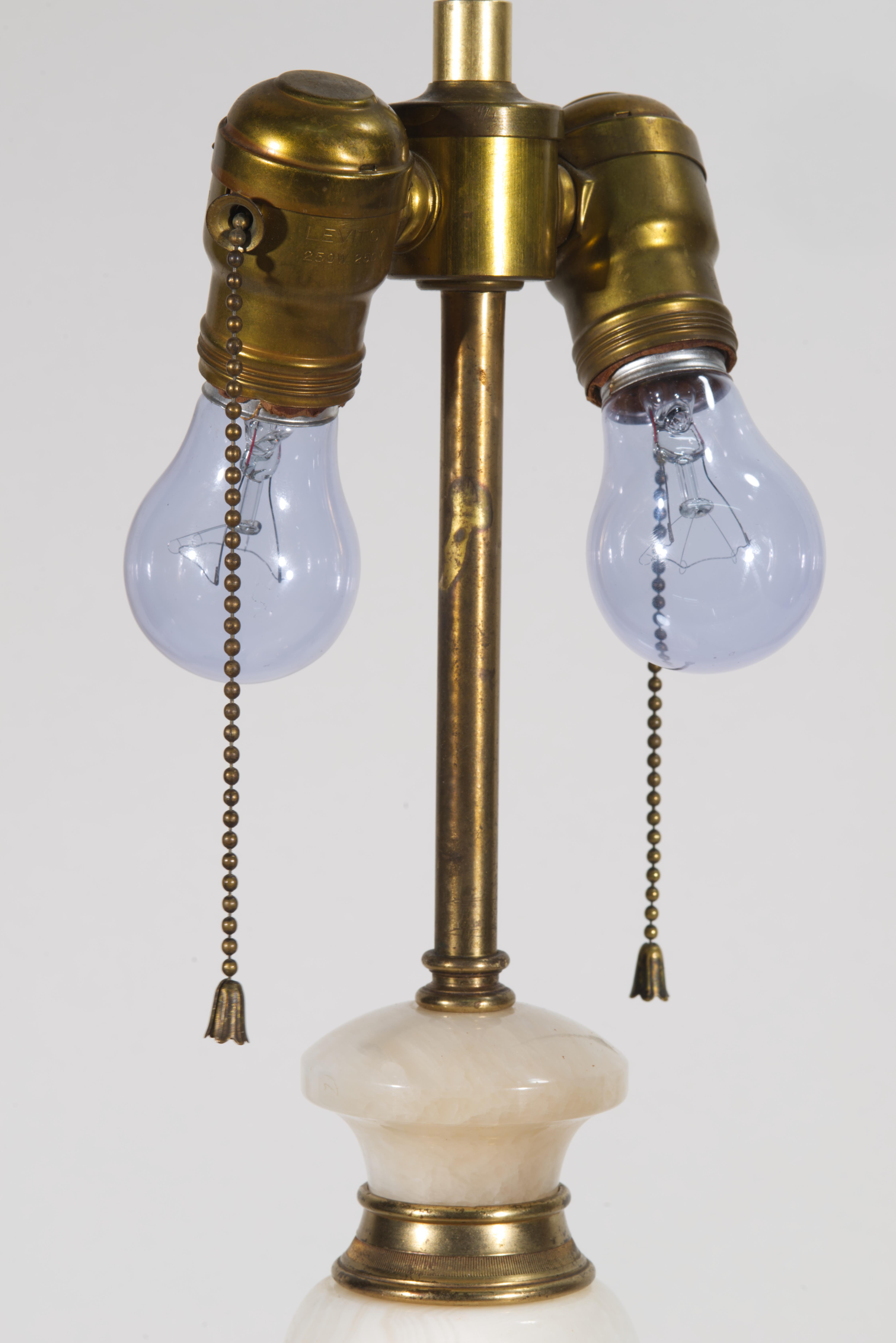 Hand-Crafted Vintage Italian Style Carved Marble Alabaster & Bronze Urn Table Lamp For Sale