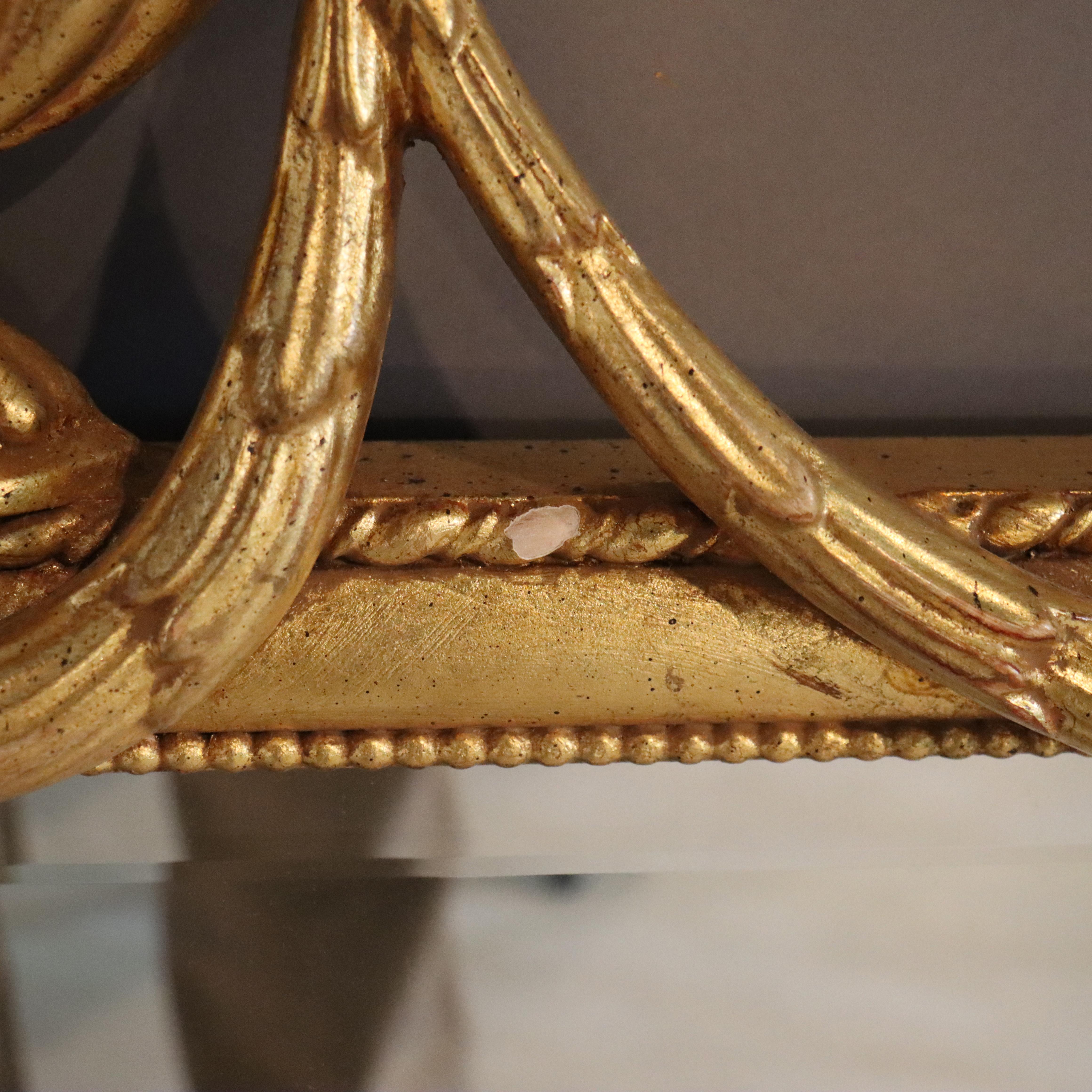 Vintage Italian Style Giltwood Urn & Swag Triptych Wall Mirror C1940 en vente 3