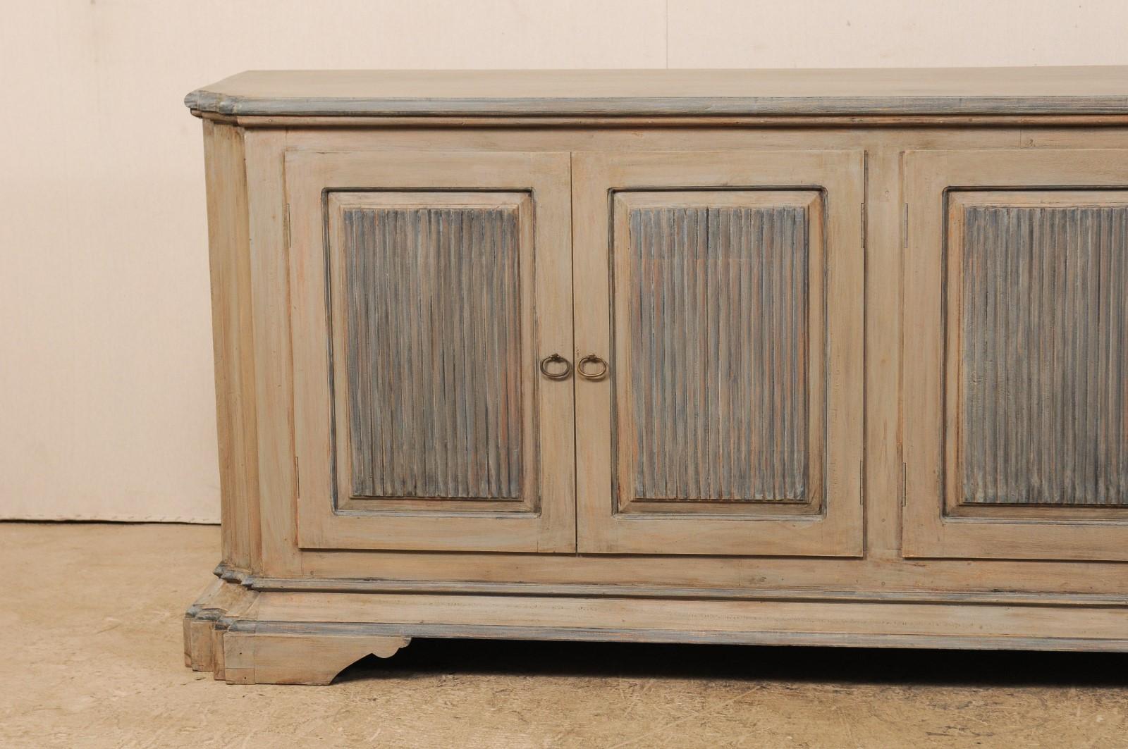 American Vintage Italian Style Painted Wood Buffet Cabinet with Reeded Doors