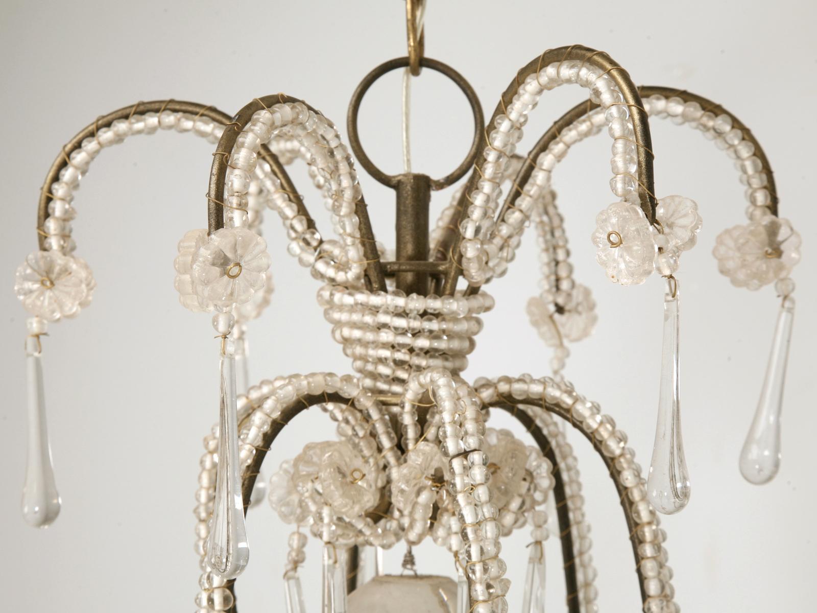 Unknown Vintage Italian Style Petite Beaded 6-lite Chandelier For Sale