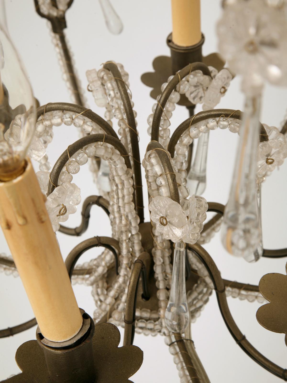 Vintage Italian Style Petite Beaded 6-lite Chandelier In Good Condition For Sale In Chicago, IL