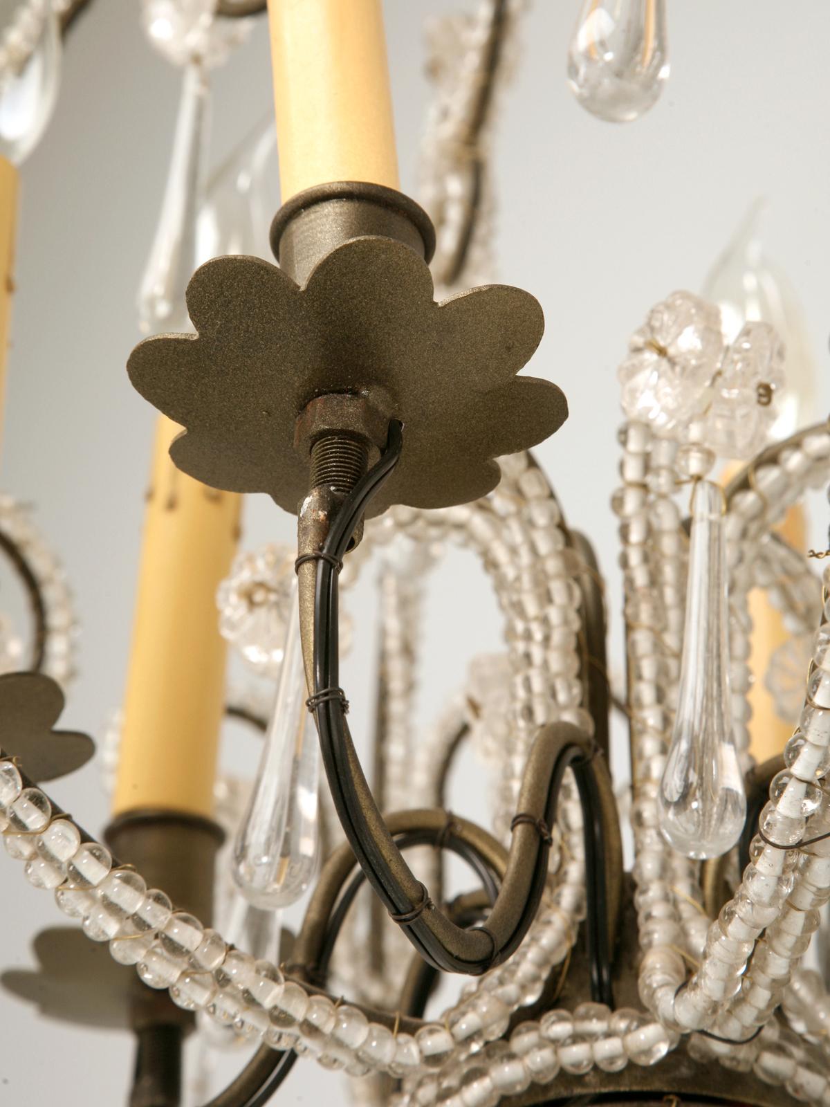 Vintage Italian Style Petite Beaded 6-lite Chandelier For Sale 1
