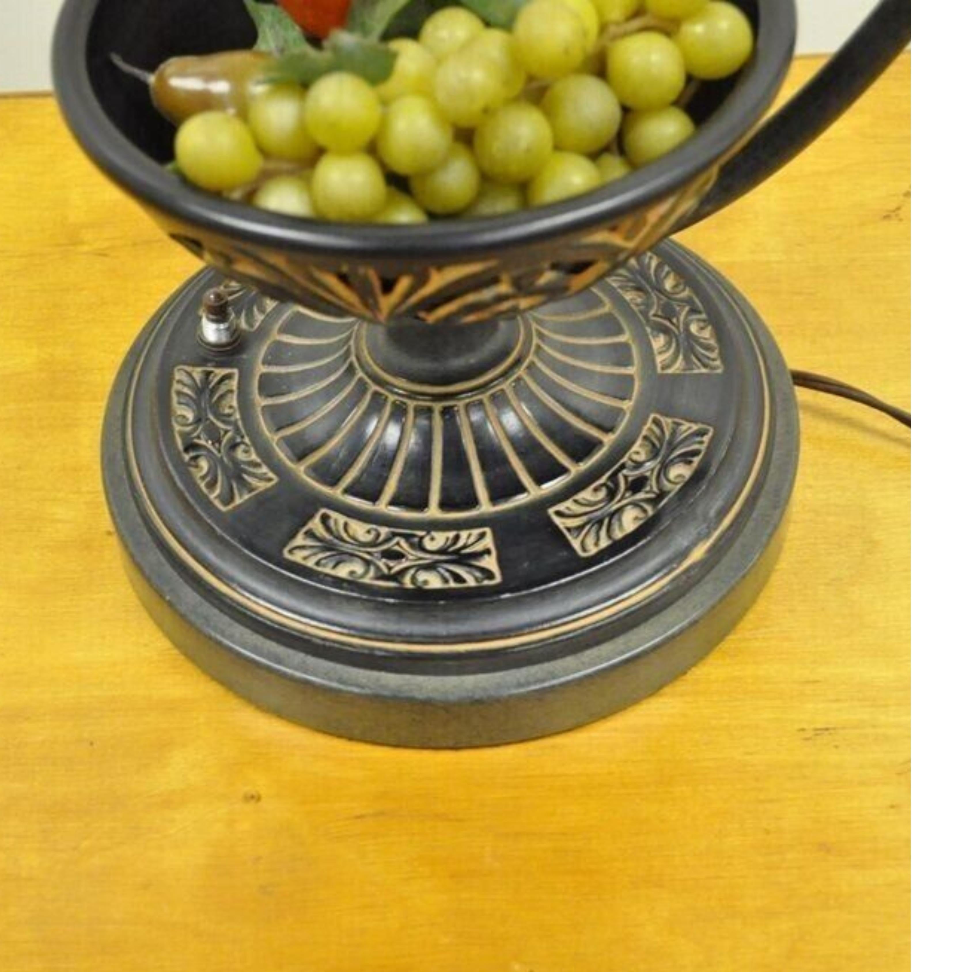 Vintage Italian Style Scrolling Metal Hanging Lantern Fruit Bowl Table Lamp For Sale 3