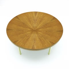 Vintage Italian Sunburst effect teak and brass coffee table, 1970s