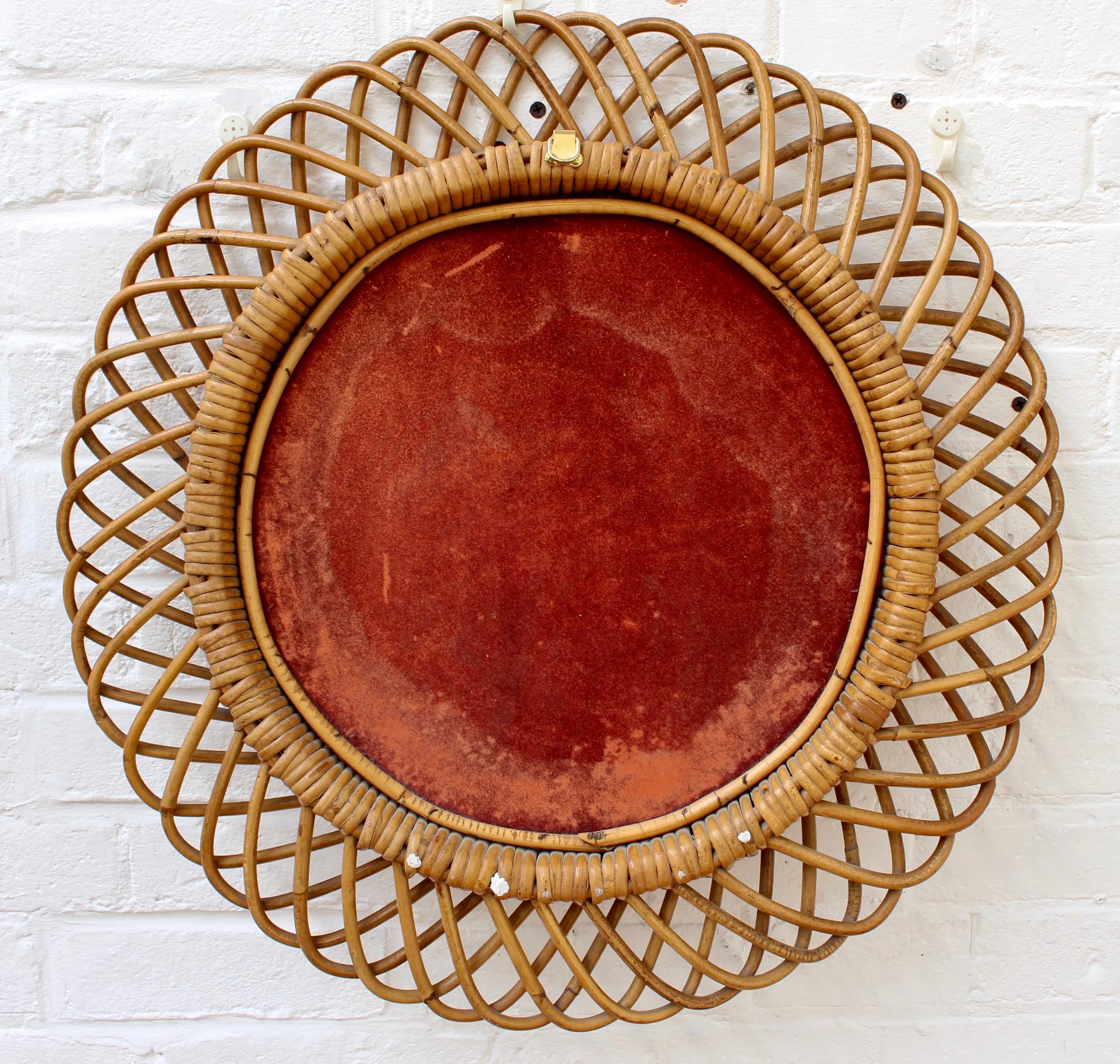 Vintage Italian Sunburst Rattan Wall Mirror, 'circa 1960s' 5