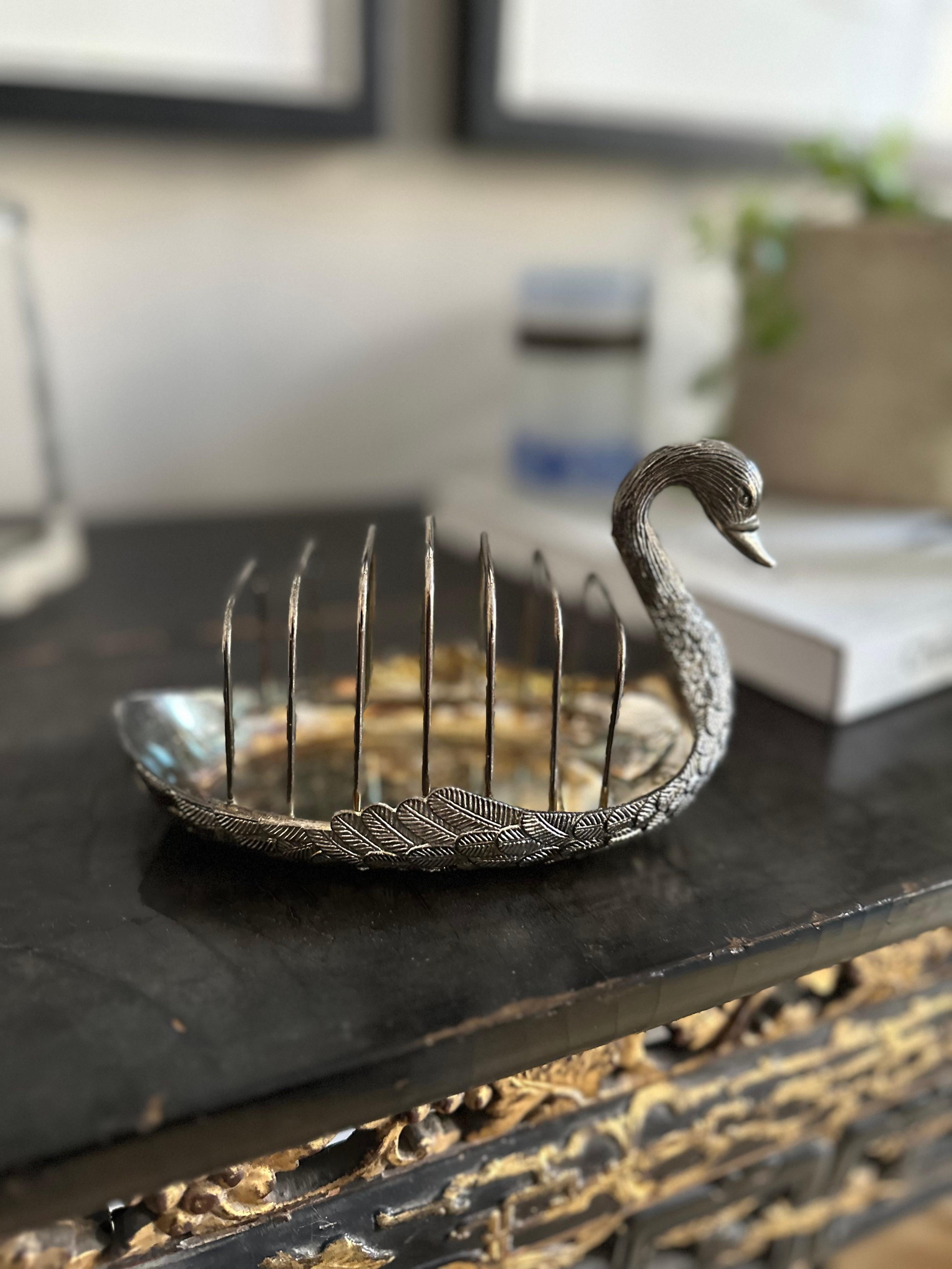 vintage Italian Swan Toast Rack, Silver-Plated, 1970s – Elegant and Versatile For Sale 10