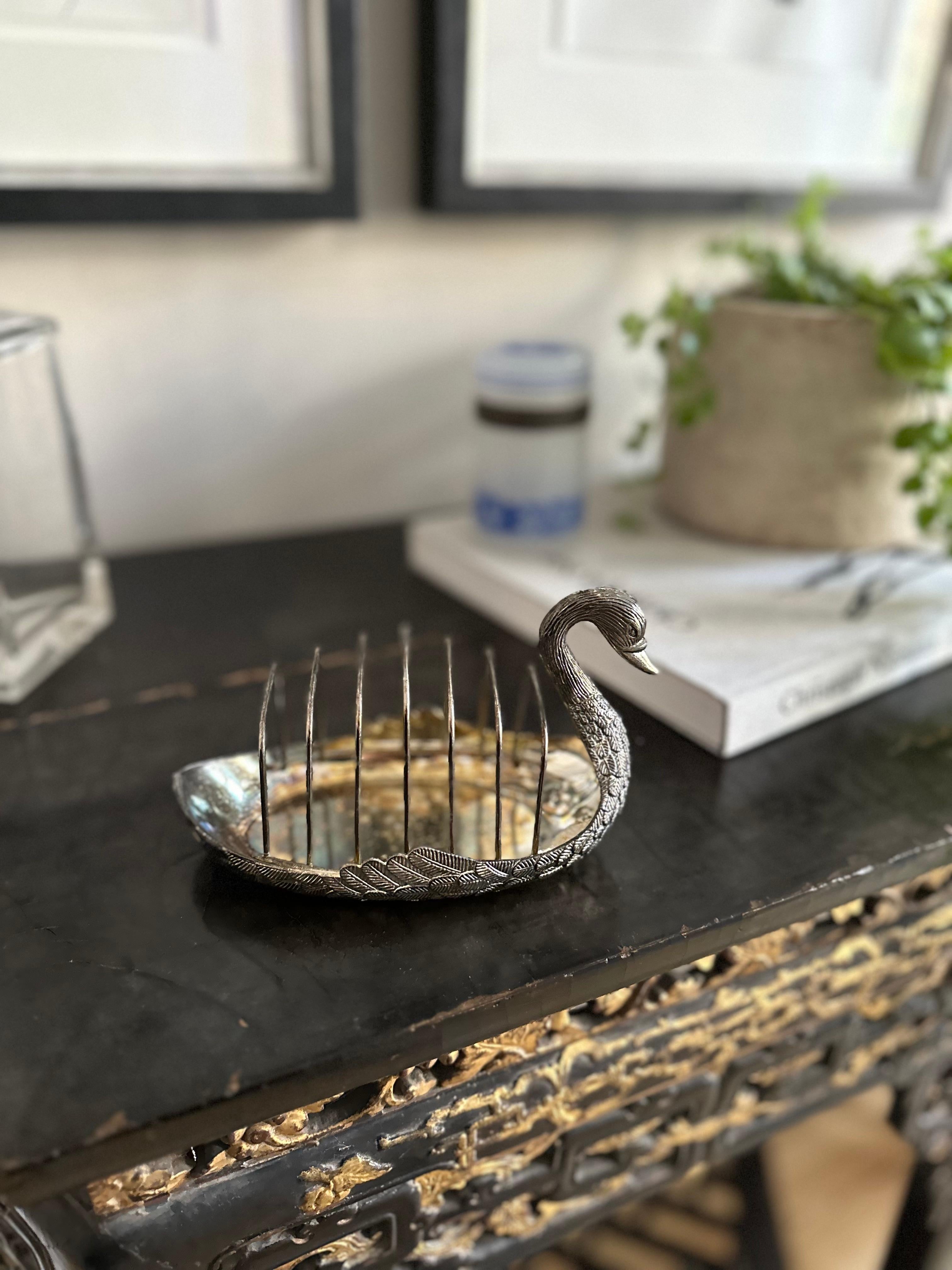 vintage Italian Swan Toast Rack, Silver-Plated, 1970s – Elegant and Versatile For Sale 11