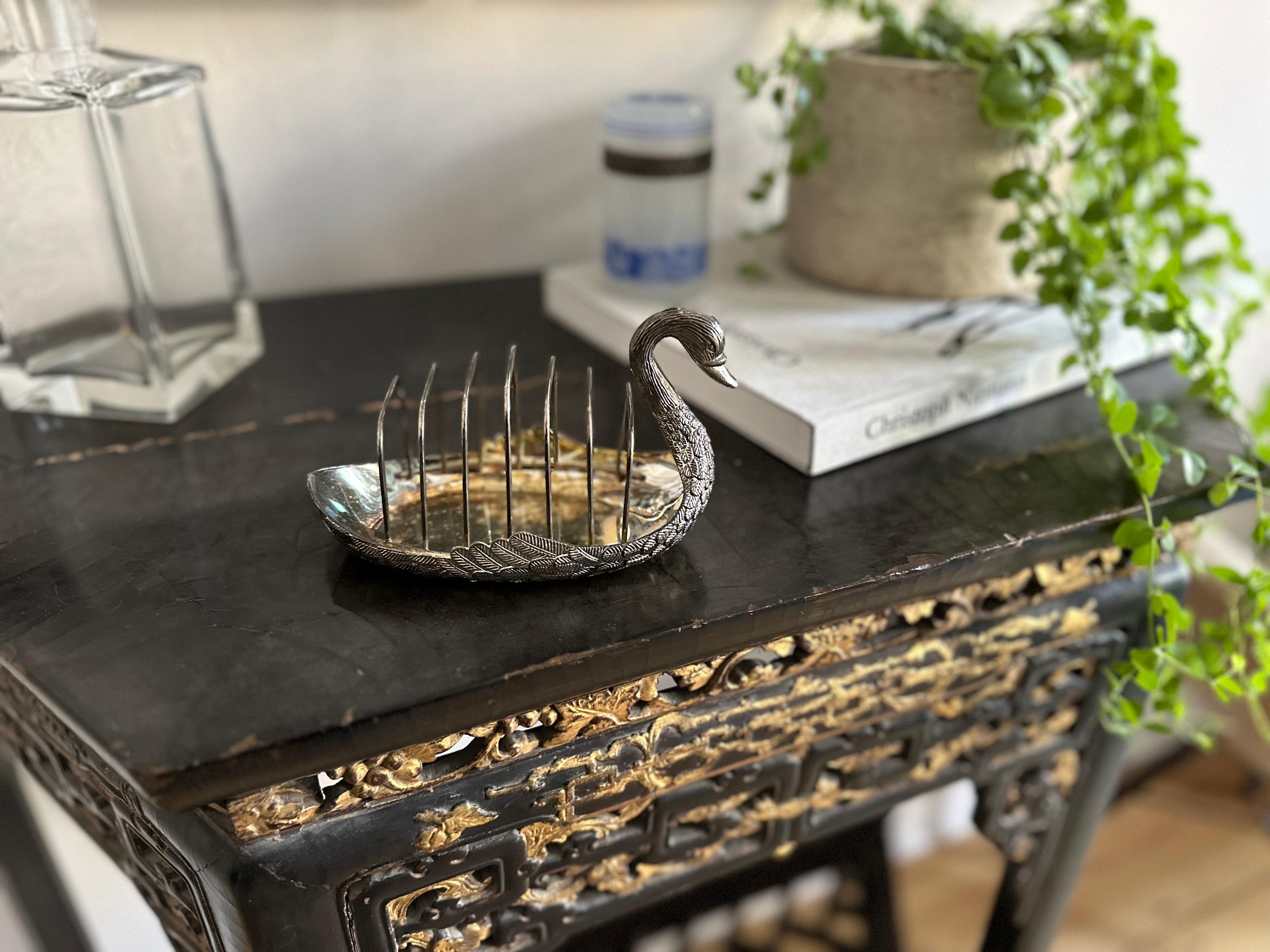 vintage Italian Swan Toast Rack, Silver-Plated, 1970s – Elegant and Versatile For Sale 12
