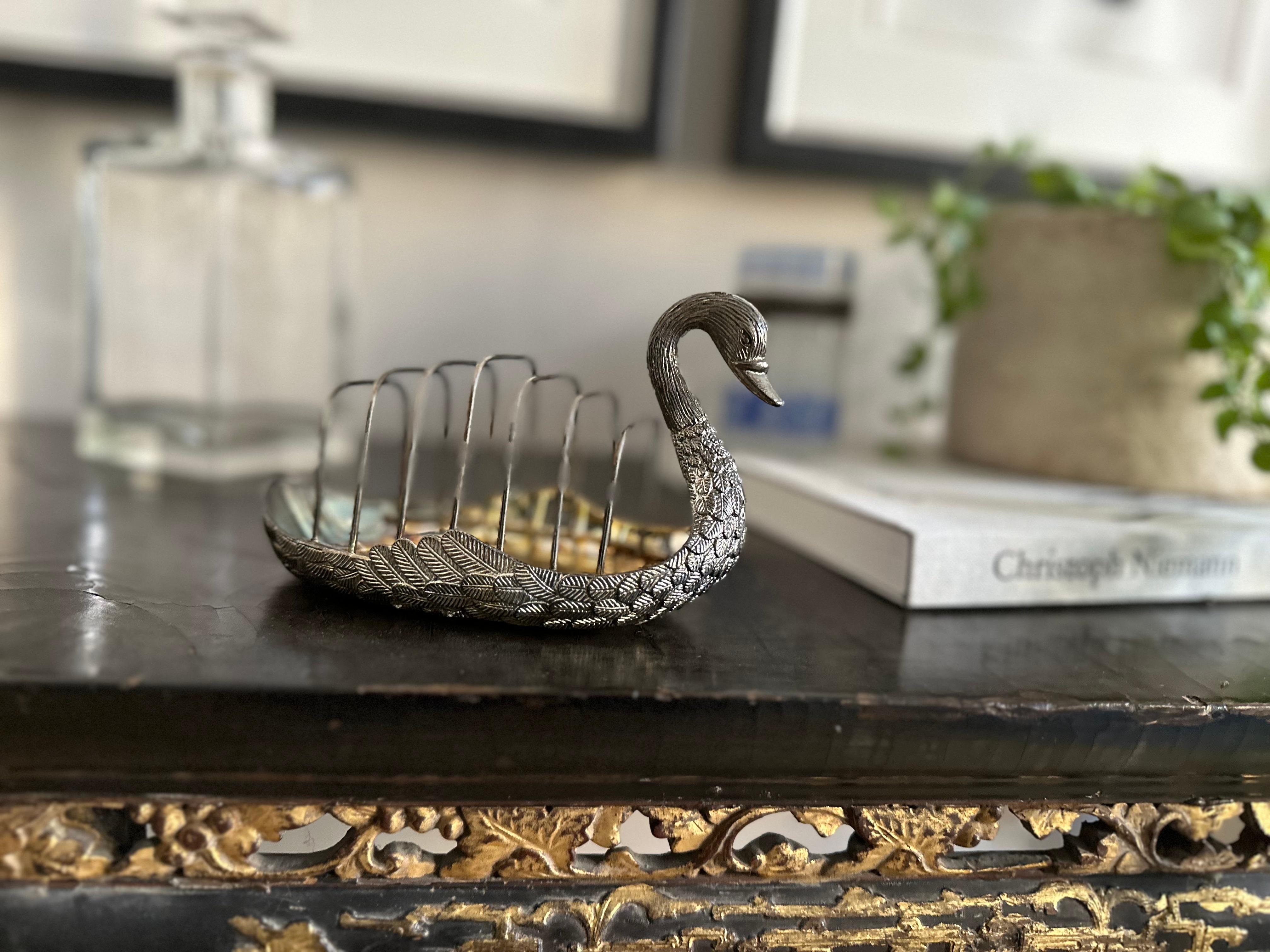 vintage Italian Swan Toast Rack, Silver-Plated, 1970s – Elegant and Versatile For Sale 13