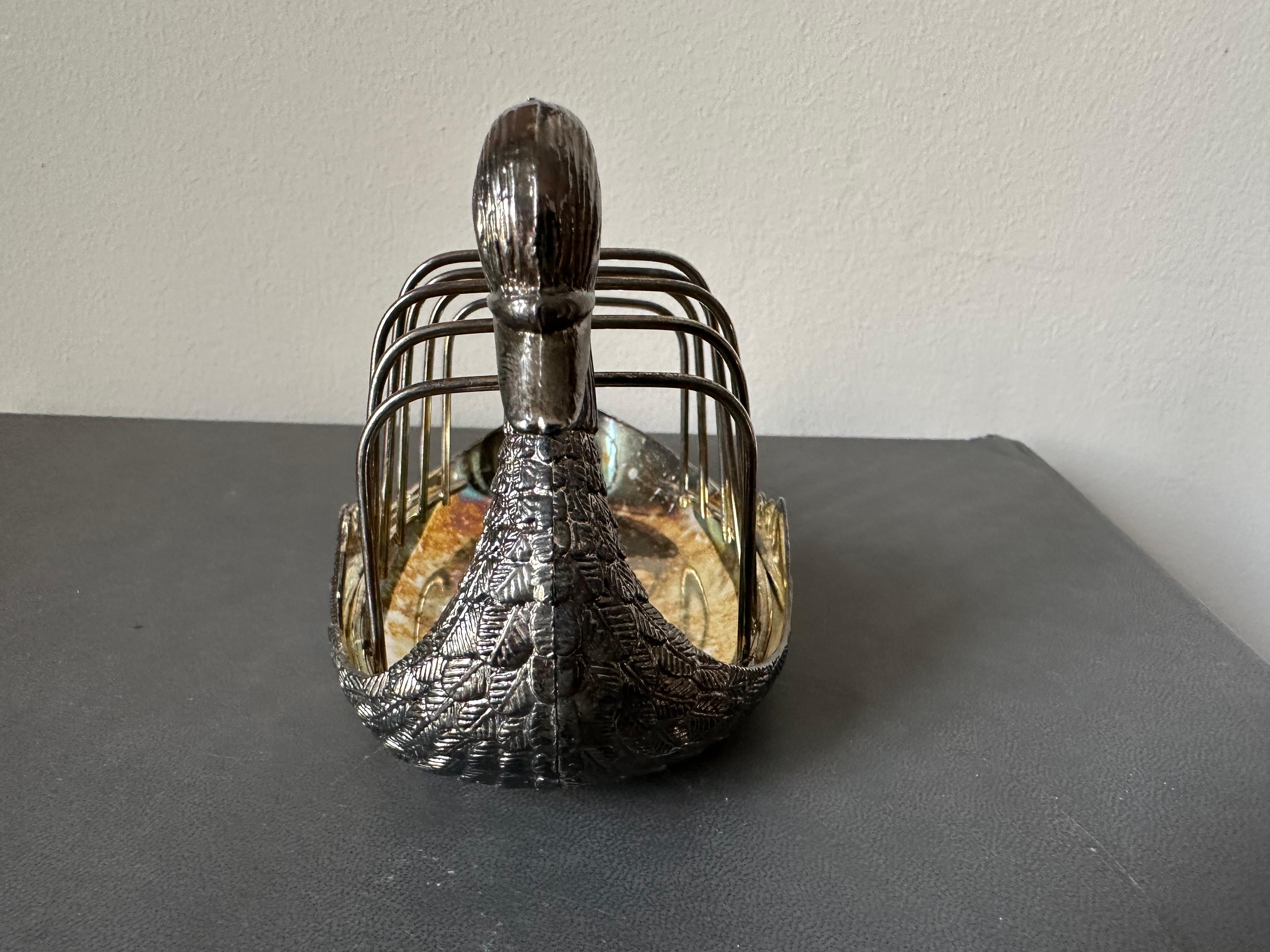 Late 20th Century vintage Italian Swan Toast Rack, Silver-Plated, 1970s – Elegant and Versatile For Sale