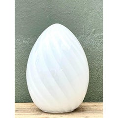Vintage Italian Swirl Glass Egg Lamp After Murano