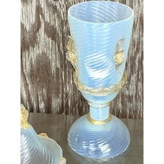 Vintage Italian Swirl Glass Lidded Lamp After Murano