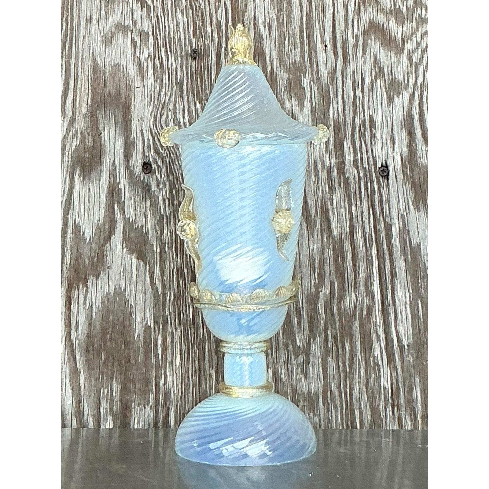 Italienische Vintage-Lampe aus Wirbelglas mit Deckel nach Murano im Zustand „Gut“ im Angebot in west palm beach, FL