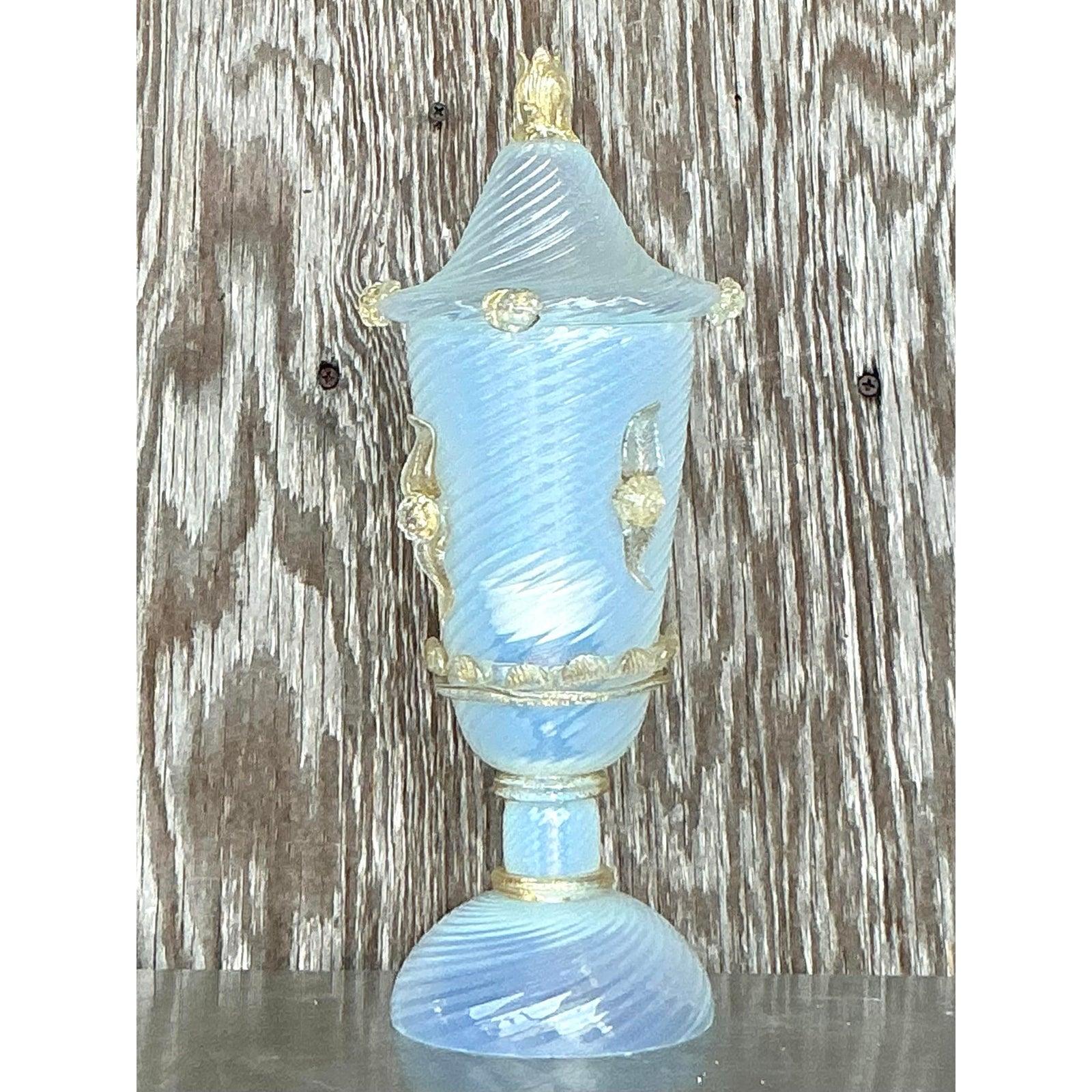 Italienische Vintage-Lampe aus Wirbelglas mit Deckel nach Murano (20. Jahrhundert) im Angebot