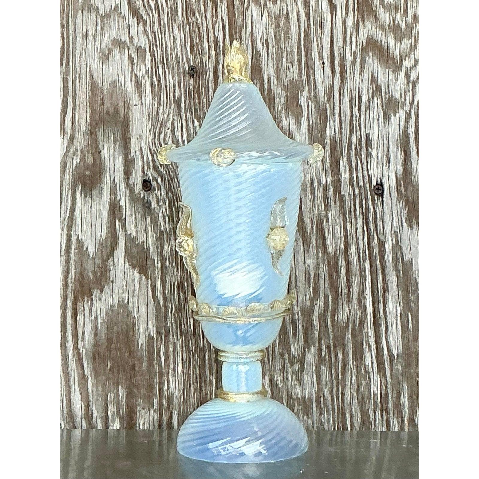 Italienische Vintage-Lampe aus Wirbelglas mit Deckel nach Murano (Muranoglas) im Angebot