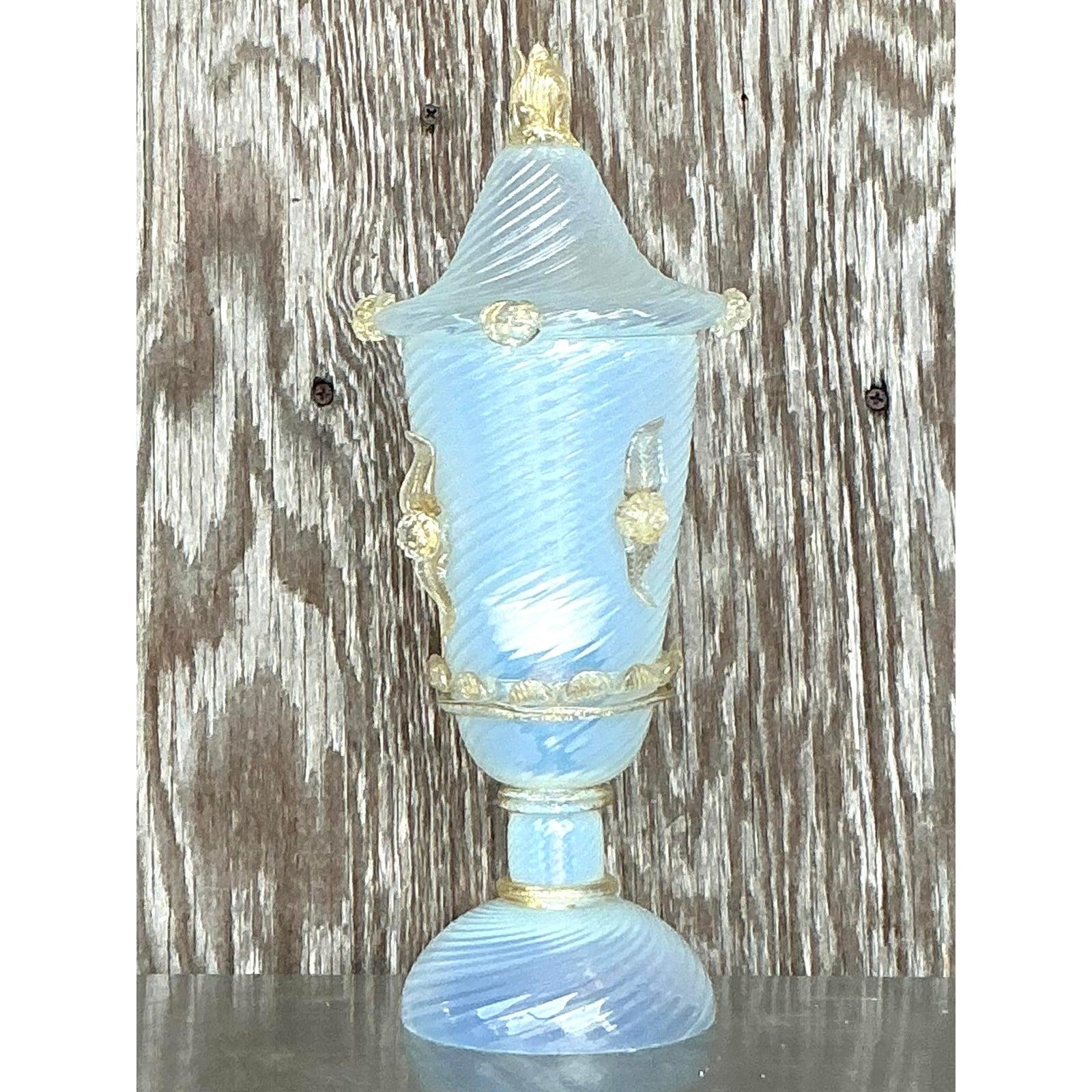 Italienische Vintage-Lampe aus Wirbelglas mit Deckel nach Murano im Angebot 3