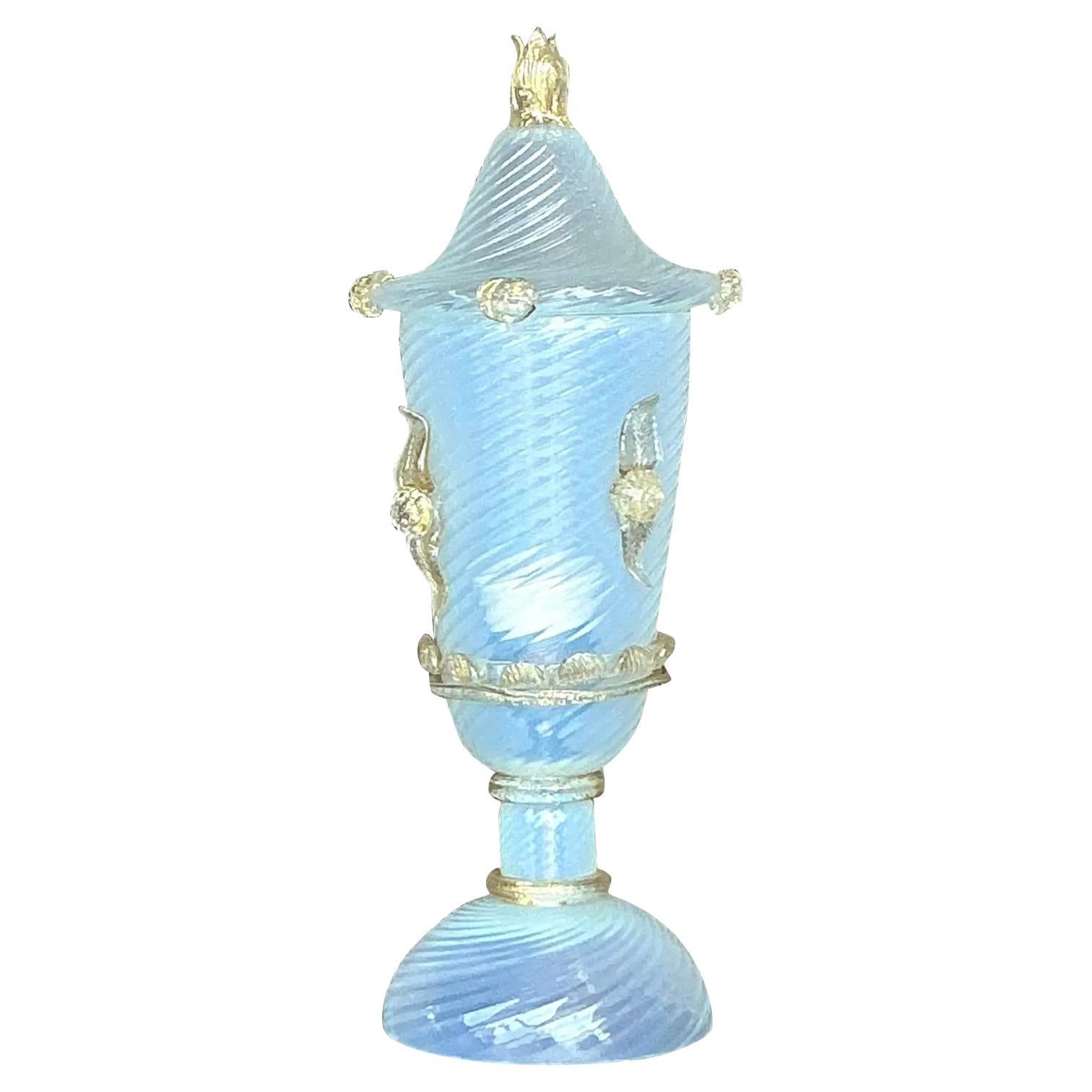 Italienische Vintage-Lampe aus Wirbelglas mit Deckel nach Murano