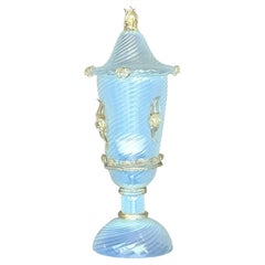 Italienische Vintage-Lampe aus Wirbelglas mit Deckel nach Murano