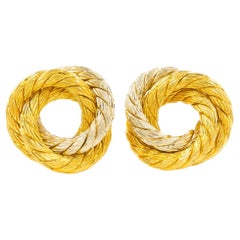 Vintage Italian Swirling and Woven 18k Gold Earrings