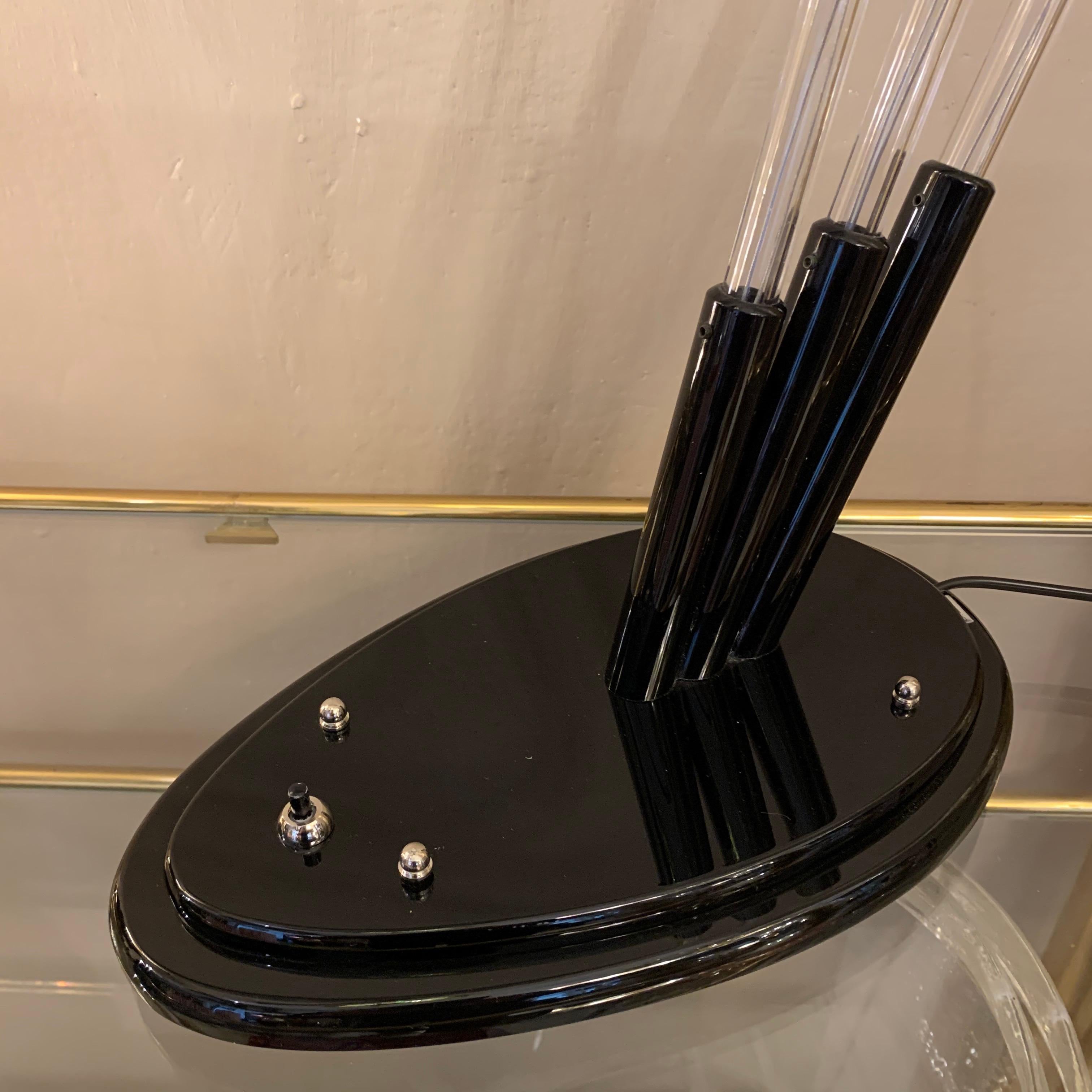 Vintage Italian Table Lamp, Black and Clear Plexiglass, 1980s 2