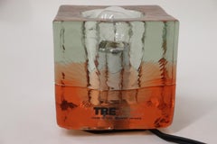 Vintage Italian Table Lamp Murano Cast Glass Amber-Crystal