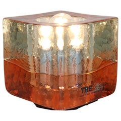 Vintage Italian Table Lamp Murano Cast Glass Amber-Crystal