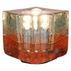 Vintage Italian Table Lamp Murano Cast Glass Amber-Crystal