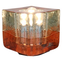 Vintage Italian Table Lamp Murano Vidrio Colado Ámbar-Cristal