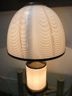 Vintage Italian Table Lamp w/ Cream Murano Glass by F. Fabbian for Mazzega, 1970