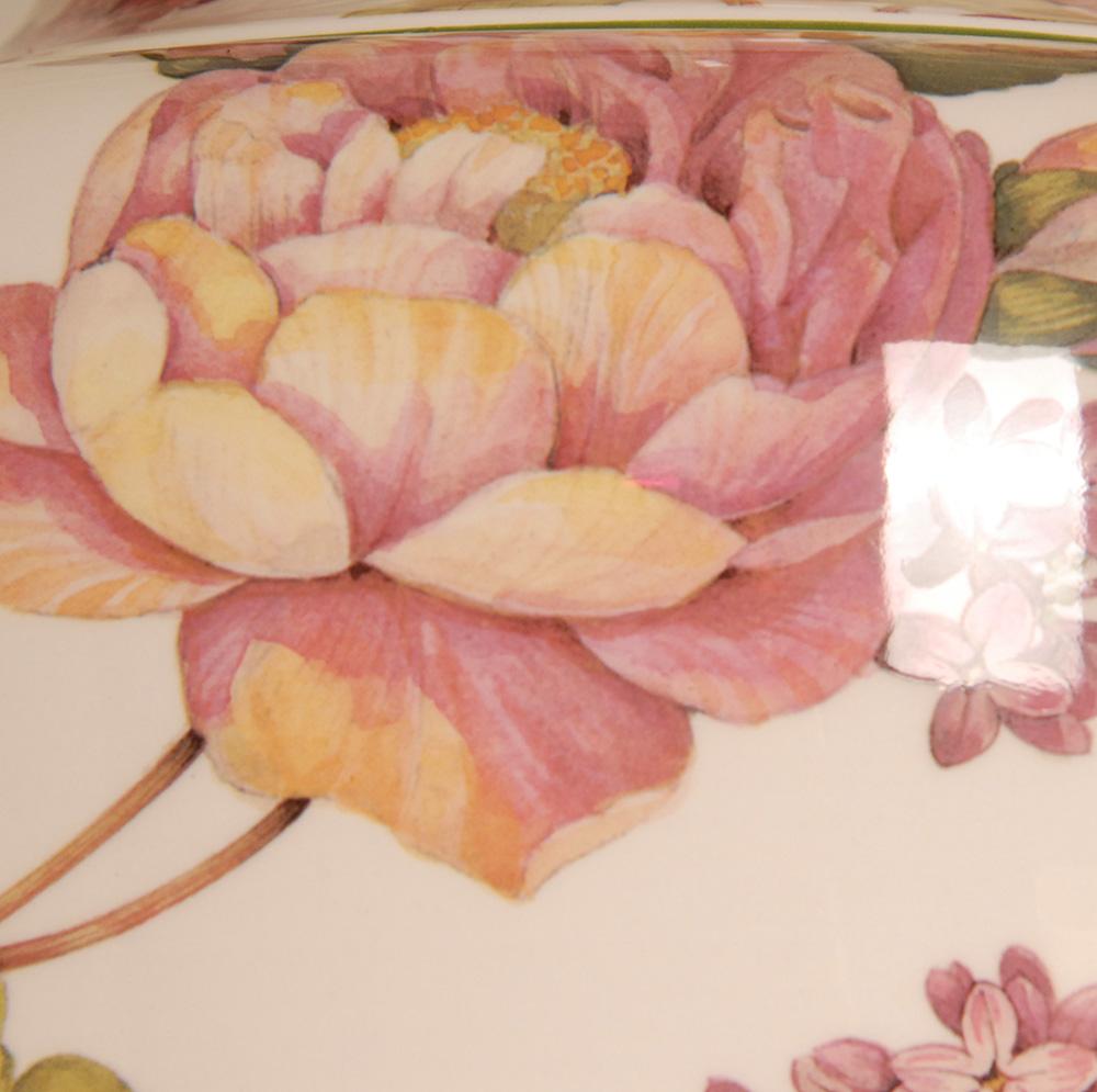 Vintage Italian Table Lamps Ceramic floral Tall Porcelain Vase Lamps - a pair For Sale 5