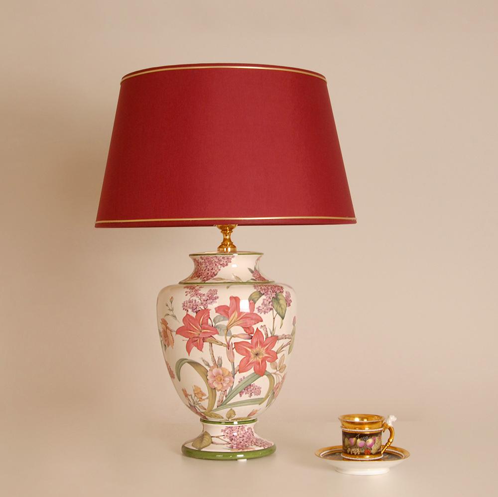 Vintage Italian Table Lamps Ceramic floral Tall Porcelain Vase Lamps - a pair For Sale 10