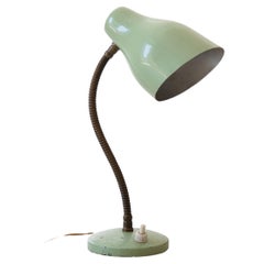 Vintage Italian Table or Desk lamp in Light Green Metal and Brass, 1950