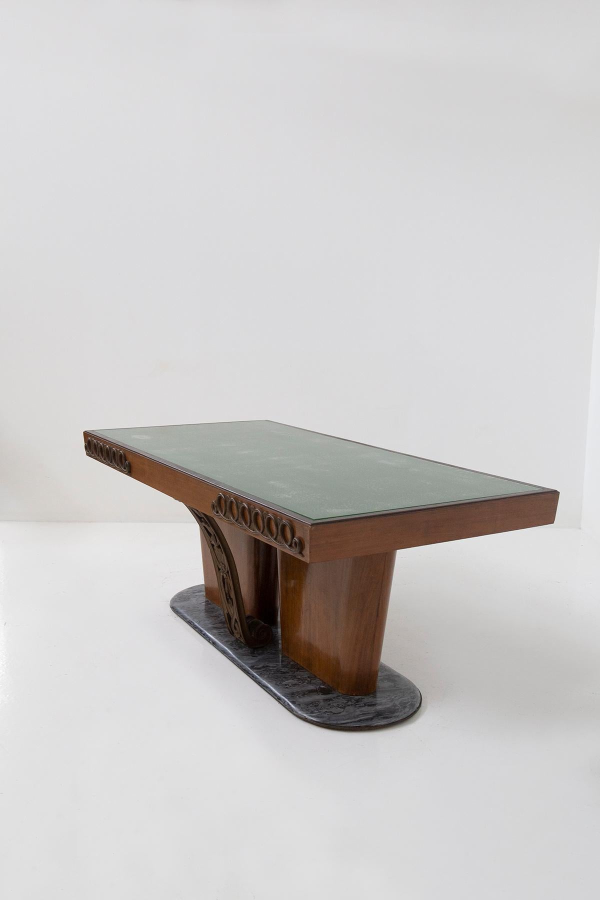 Vintage Italian table with bronzes, wood and marble of great quality For Sale 4