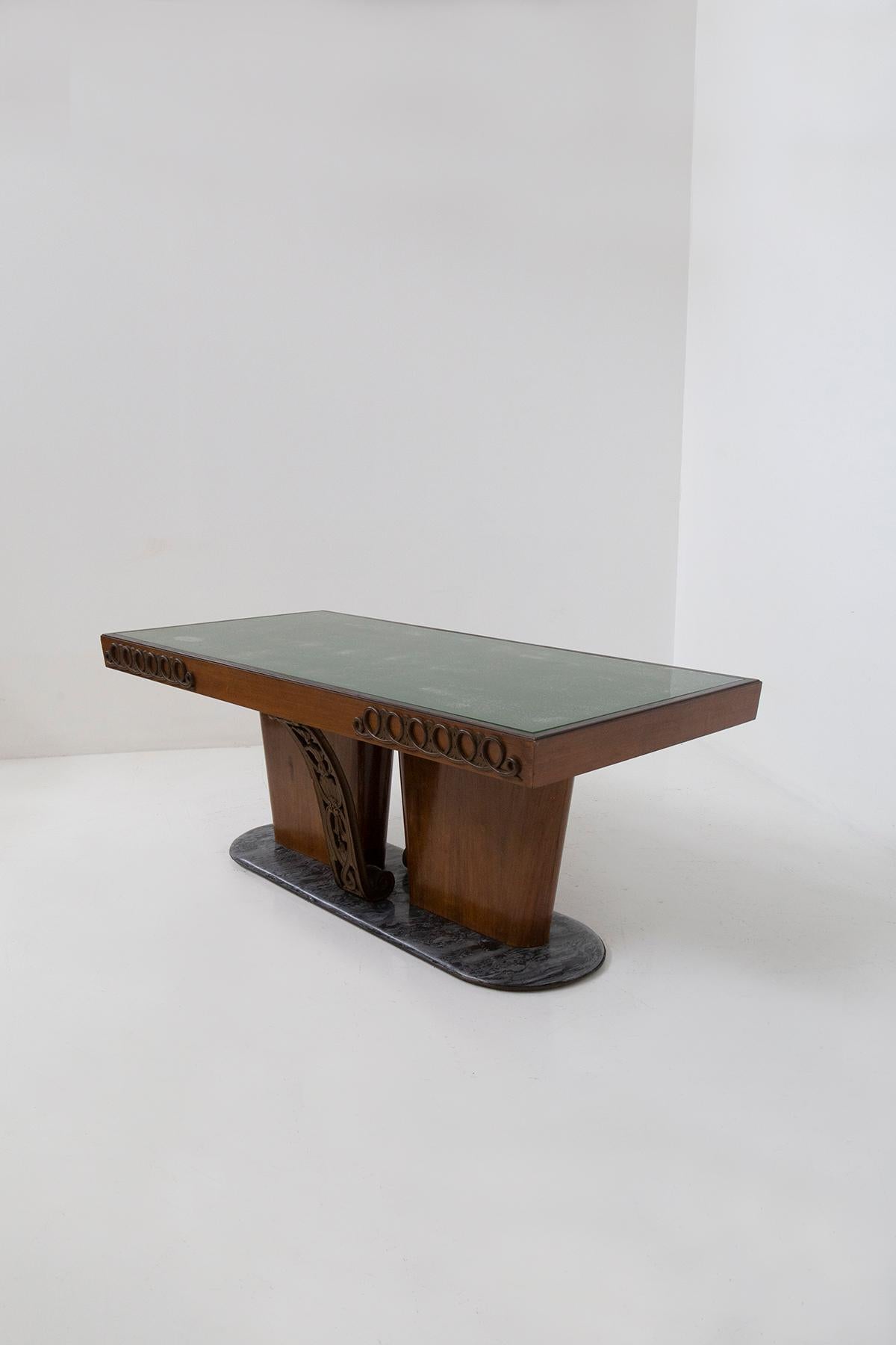Vintage Italian table with bronzes, wood and marble of great quality For Sale 2