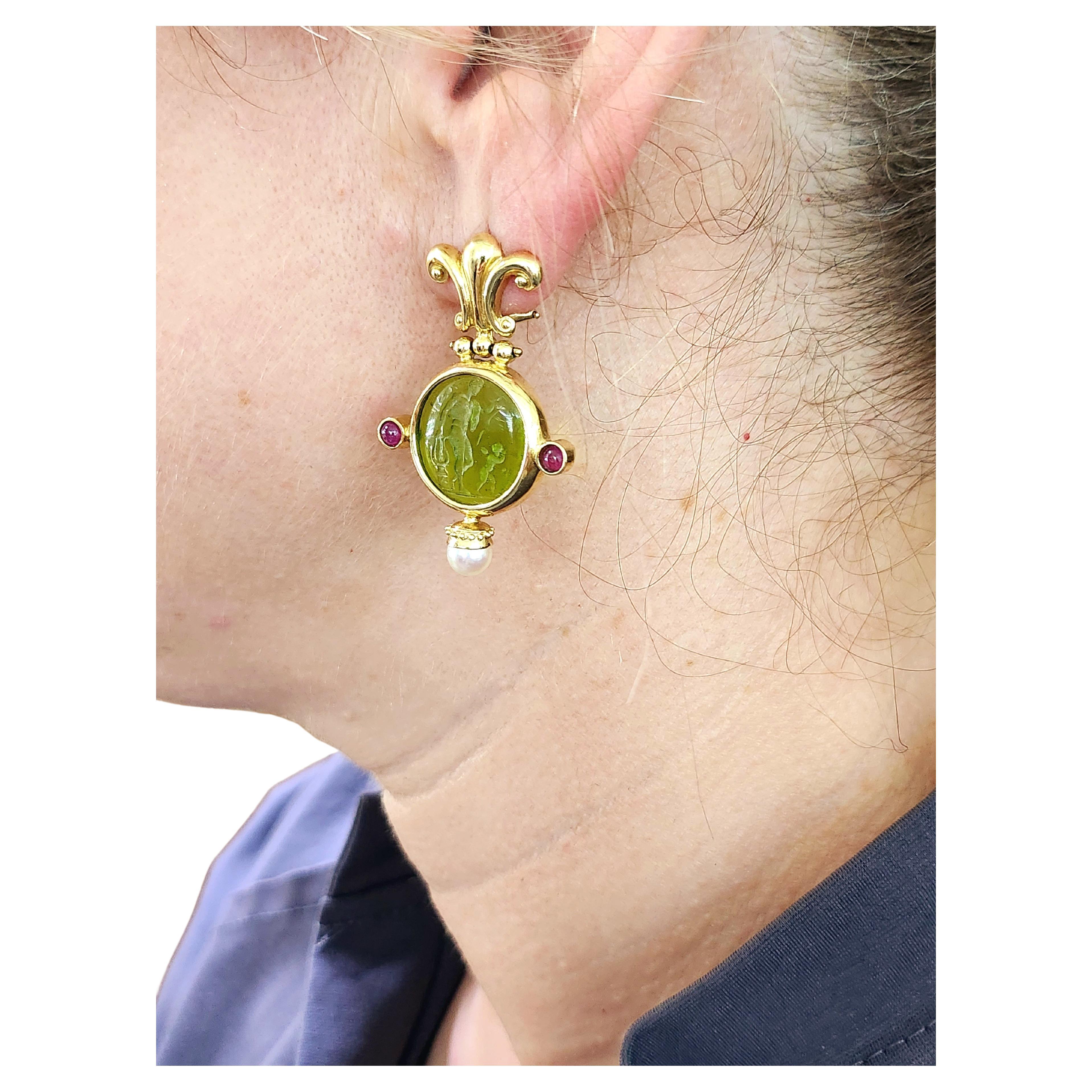 De las mujeres Pendientes de oro con camafeo Tagliamonte italiano vintage en venta