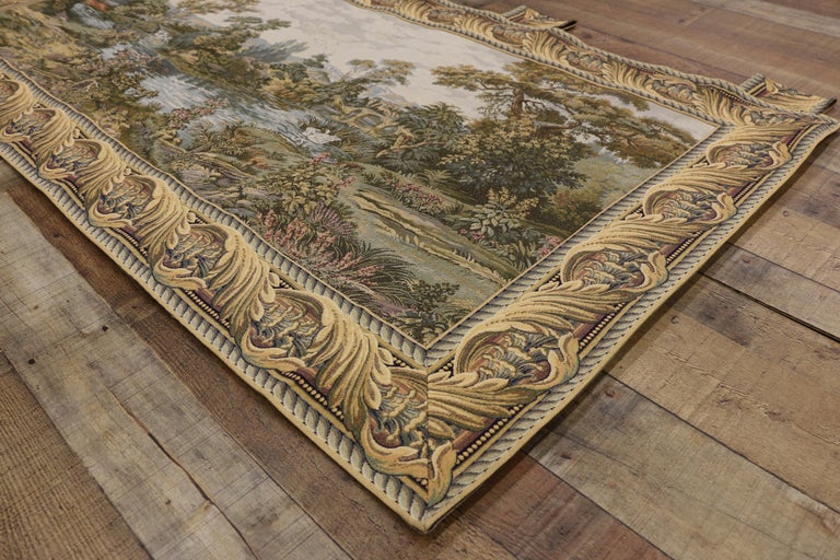 Vintage Italian Tapestry Swan in the Lake, Renaissance Style Wall