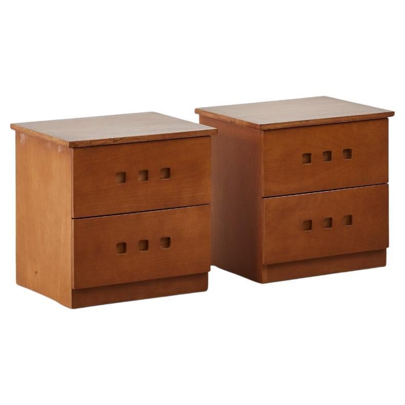 Vintage Italian teak bedside tables with drawers, 1980s